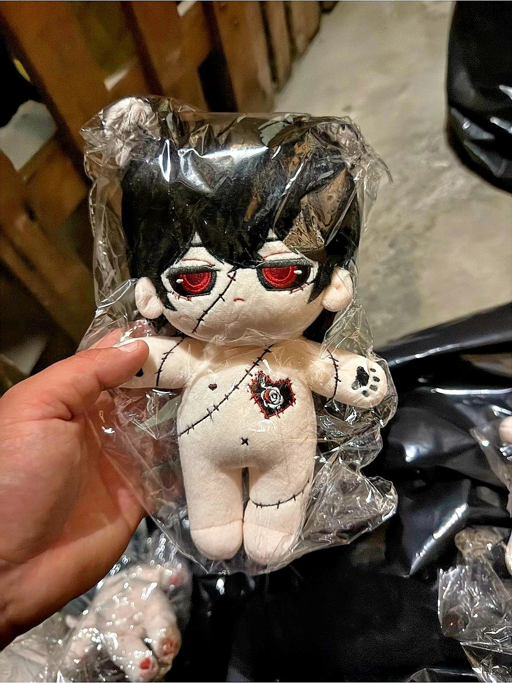 20cm Goth Frankenstein Cotton Doll - Stitching & Rose Heart Detail Anime Plush
